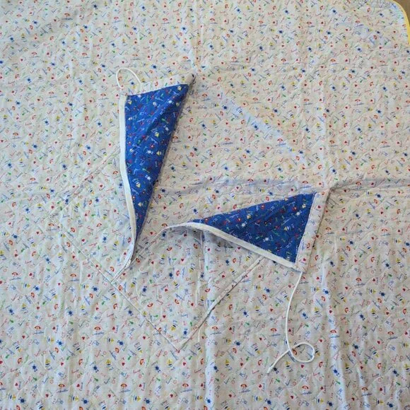 Vintage Child's Square Blanket Hand-made With Unique Pocket Design On One Side - Picture 5 of 7